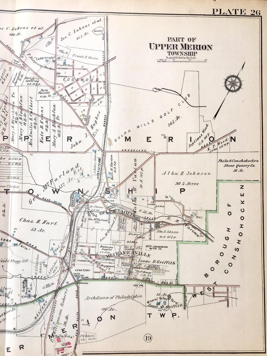 Upper Merion Township Map Original 1926 Pennsylvania Main | Etsy, Upper Merion, United States, Michigan State, United States Territories