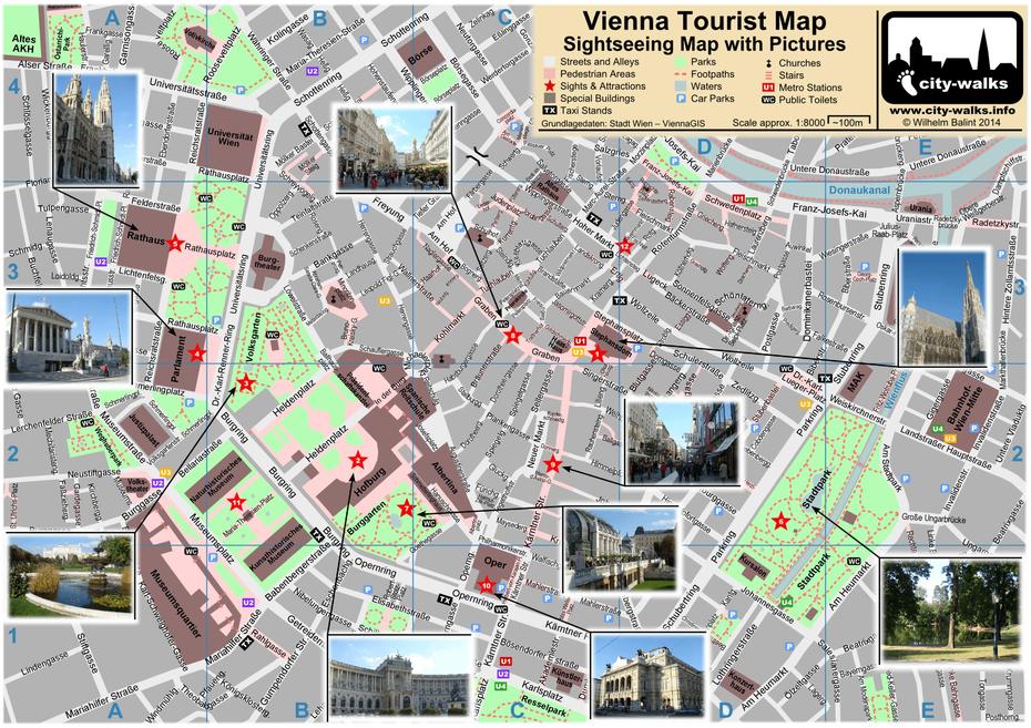 Vienna Tourist Attractions Map, Vienna, Austria, Vienna Old, Vienna  Europe