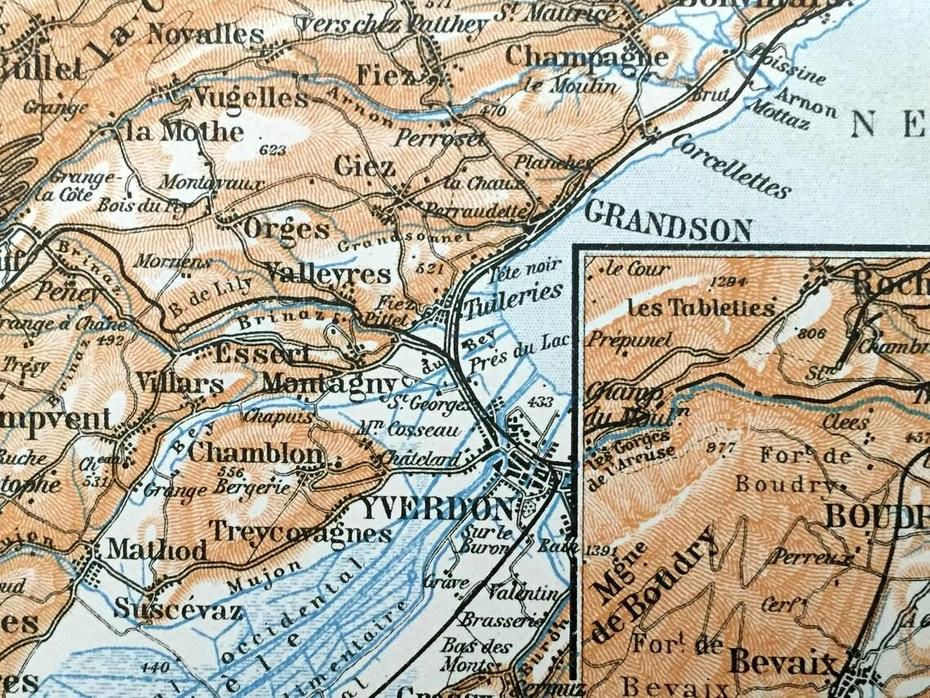 Antique 1913 Yverdon-Les-Bains Switzerland Map From Baedekers | Etsy, Yverdon-Les-Bains, Switzerland, Les Bains, Chateau Yverdon