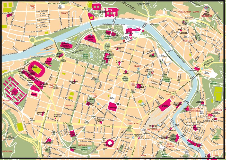 Bilbao Centro Mapa Vectorial Illustrator Eps – Bc Maps Mapa Vectorial Eps, Bilbao, Spain, Tourist  Bilbao Spain, Bilbao Location