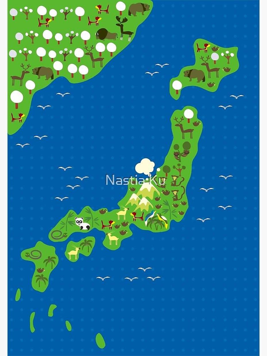 “Cartoon Map Of Japan” Photographic Print By Ychty | Redbubble, Tōon, Japan, Minamata Japan, Yokohama Japan