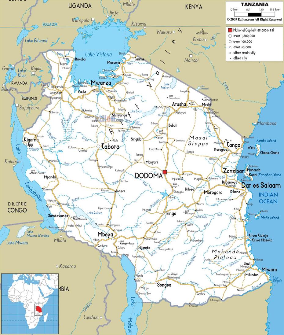 Large Road Map Of Tanzania With Cities And Airports | Tanzania | Africa …, Masanwa, Tanzania, Dodoma, Iringa  Region