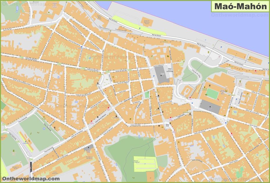 Mahon Old Town Map, Mahón, Spain, Hotel Port Mahon  Menorca, Ciutadella De Menorca Spain