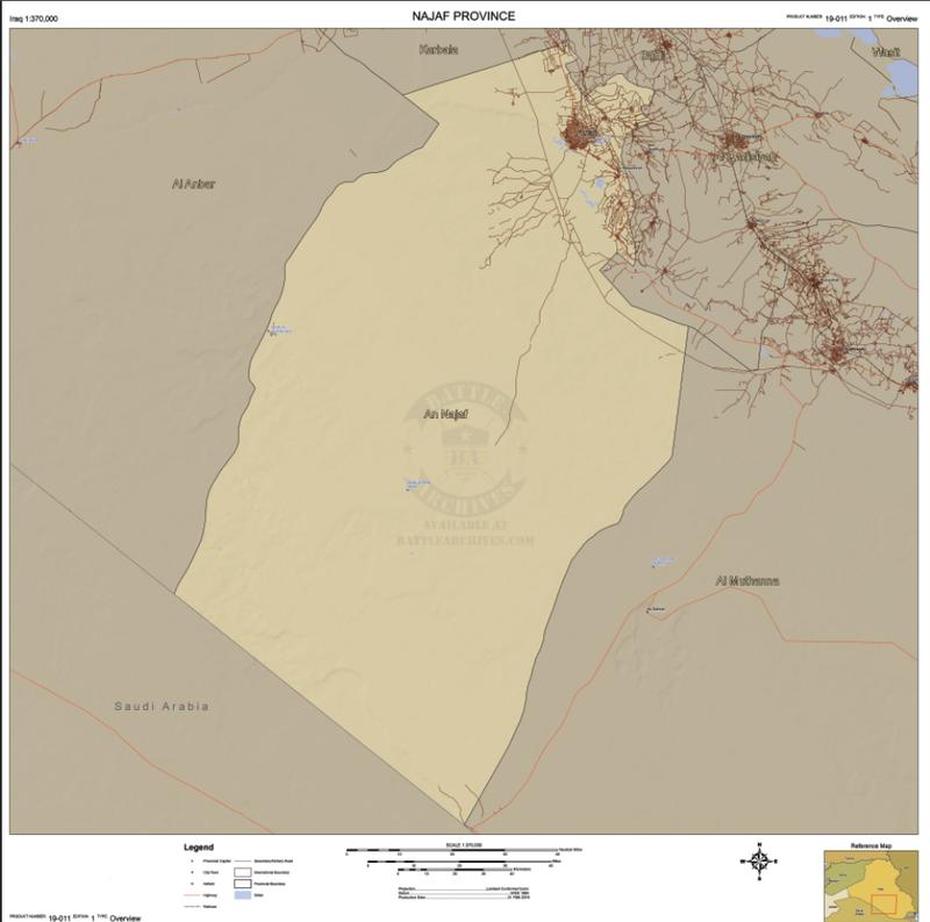 An Najaf Province, Iraq Topographical Map  Battle Archives, An Najaf, Iraq, Najaf City, Of Iraq Area