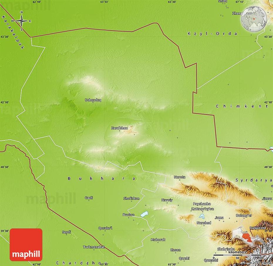 Physical Map Of Samarkand, Samarkand, Uzbekistan, Uzbekistán  A, Samarkand On