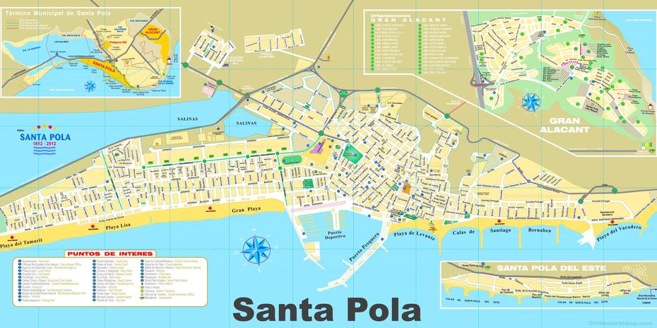 Santa Pola Tourist Map, Santa Pola, Spain, Santa Pola Beach, Alcoy Spain