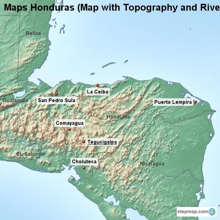 Stepmap – Maps Honduras (Map With Topography And Rivers) – Landkarte …, Bonito Oriental, Honduras, Bonito Lake New Mexico, Brazil Topographic