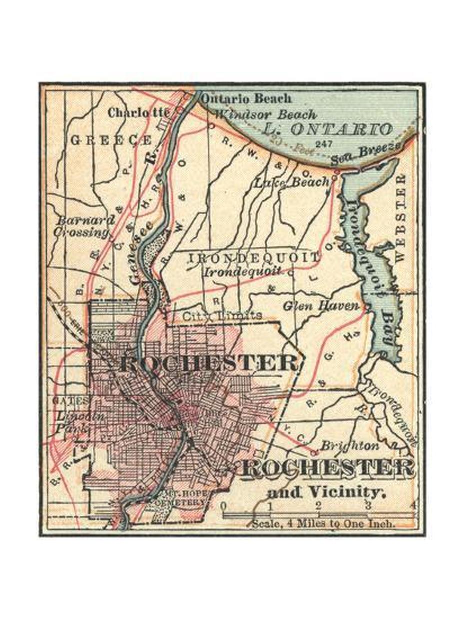 B”Map Of Rochester (C. 1900), Maps Giclee Print – Encyclopaedia …”, Rochester, United States, United States Travel, United States  Large Wall