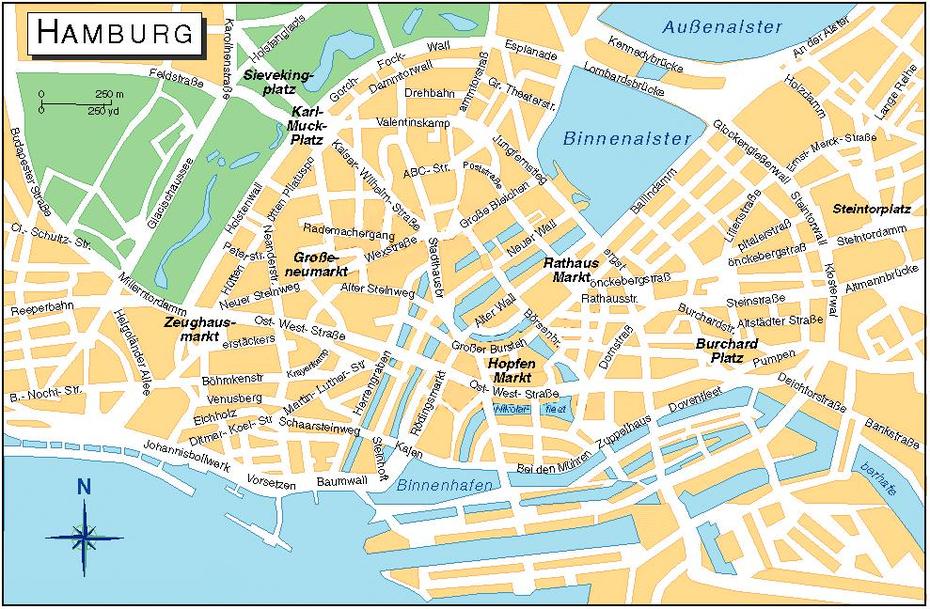 Detailed  Of Germany, Germany  Printable, Tourist Attractions, Hamburg, Germany
