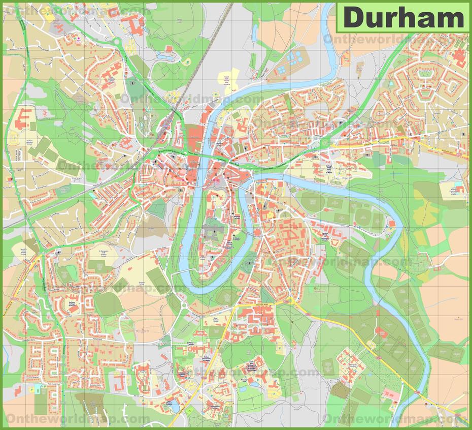 Detailed Map Of Durham, Durham, United States, United States  Color, United States  With City