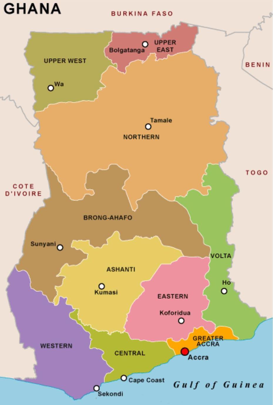 Ghana Regions Map – Ghana Map And Regions (Western Africa – Africa), Gyapekurom, Ghana, Ghana  Detailed, Ghana  Outline