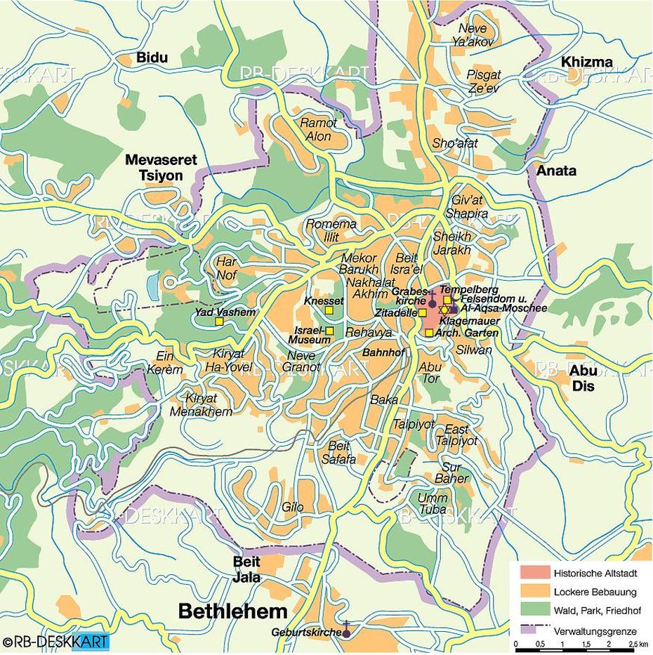 Jerusalem Map, Jerusalem, Israel, Political  Of Israel, Jericho Israel