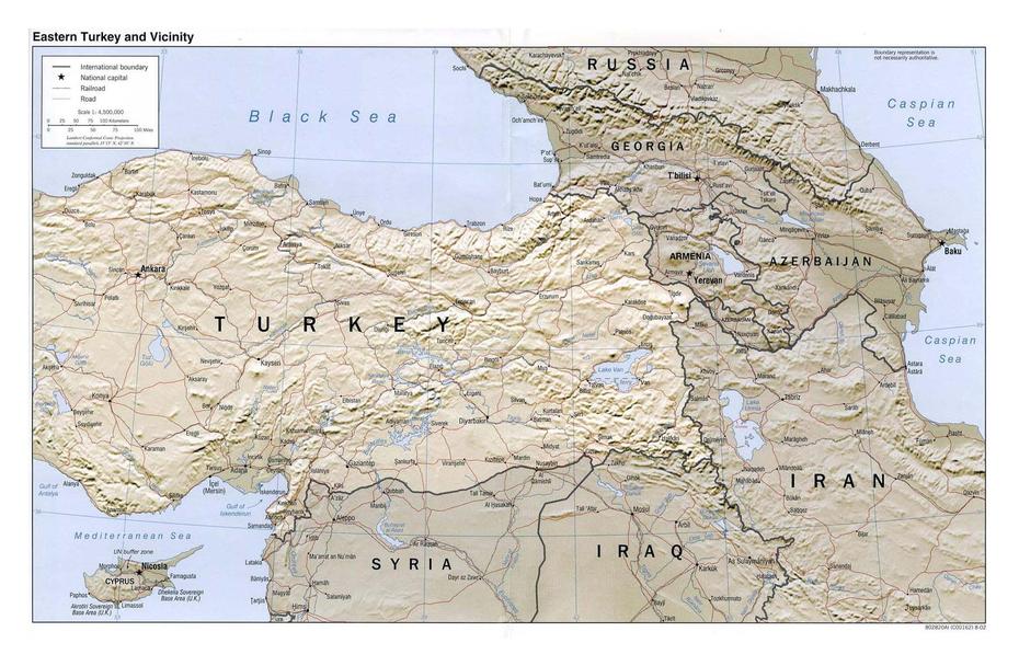 Large Political Map Of Eastern Turkey And Vicinity With Relief, Roads …, Eşme, Turkey, Esme  Name, Esme  Twilight