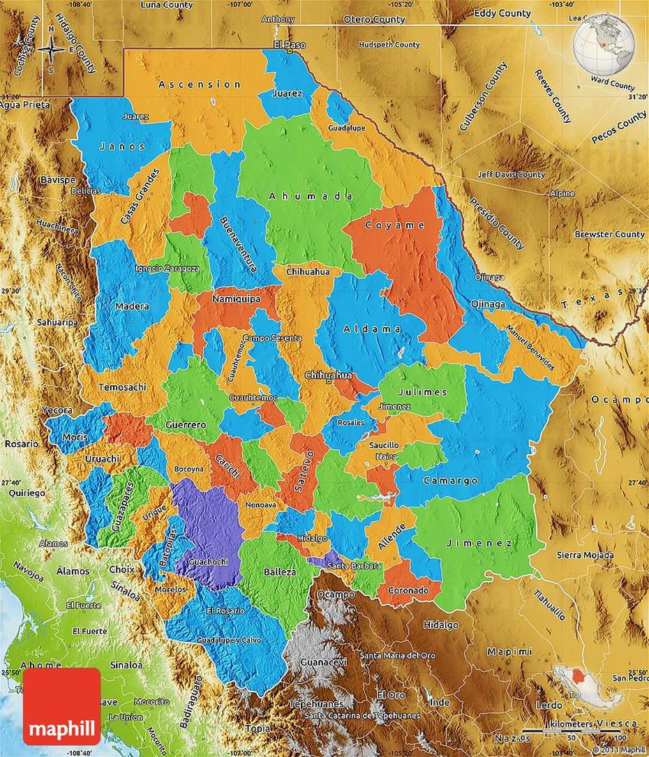 Political Map Of Chihuahua, Physical Outside, Chihuahua, Mexico, Parral Chihuahua Mexico, Ojinaga Chihuahua