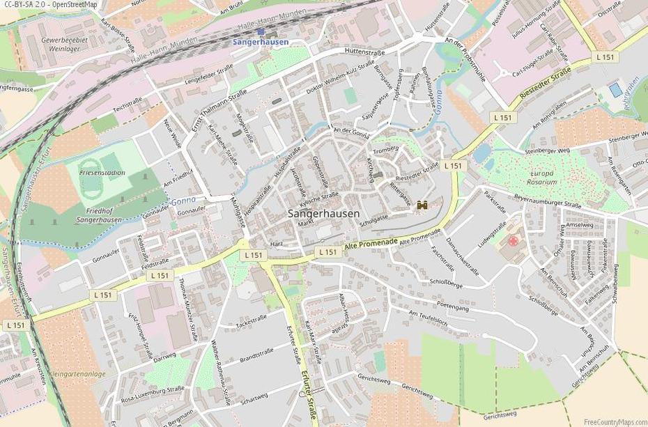 Sangerhausen Map Germany Latitude & Longitude: Free Maps, Sangerhausen, Germany, Oppenheim  New York, Worms Germany