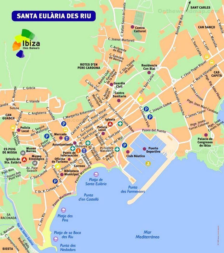 Santa Eularia Des Riu Mapa Turistico, Santa Eulalia Del Río, Spain, Hotel Del Rio, Del Rio Spain