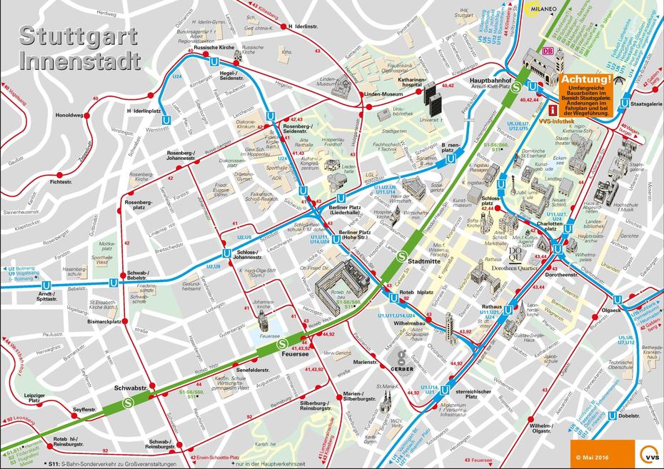 Stuttgart City Center Map, Stuttgart, Germany, Koblenz Germany, Stuttgart On